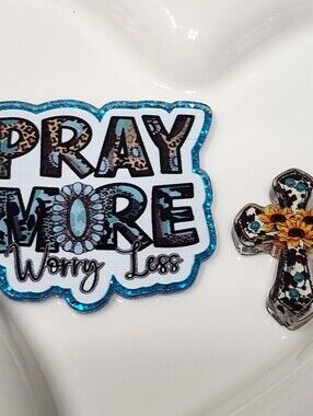 Pray More Flatback Focal Bead Badge‎ Keychain Crafts Beaded Pen Magnet Bag Clip